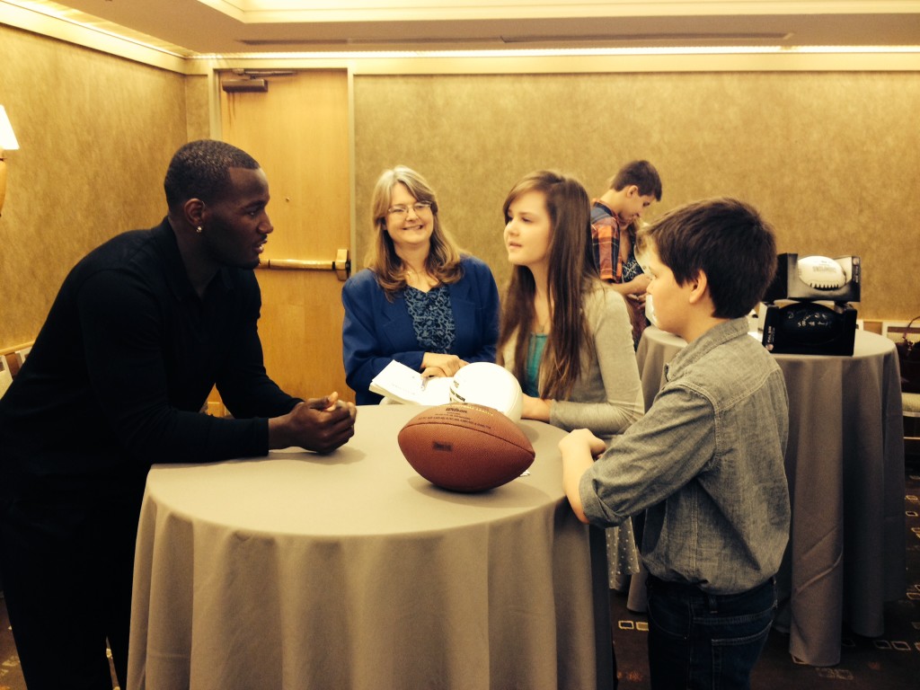 Seahawk Derrick Coleman, Jr. at the Meet and Greet portion of the Redefining Vision Luncheon