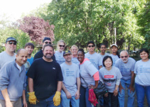 A group photo of Lighthouse volunteers working in Ethel L. Dupar's Fragrant Garden